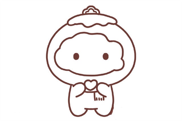 拿著愛心的雪容融簡筆畫畫法圖片