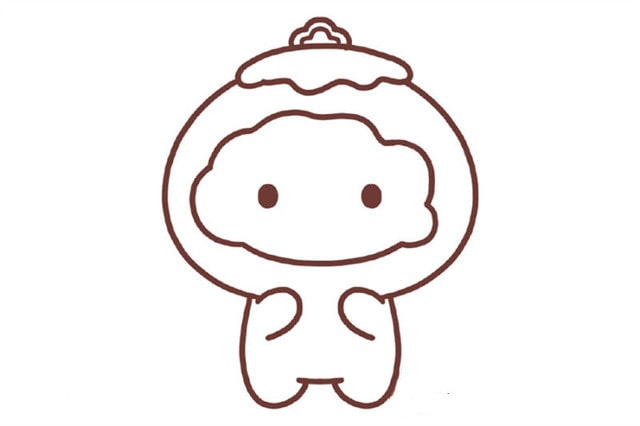 拿著愛心的雪容融簡筆畫畫法圖片
