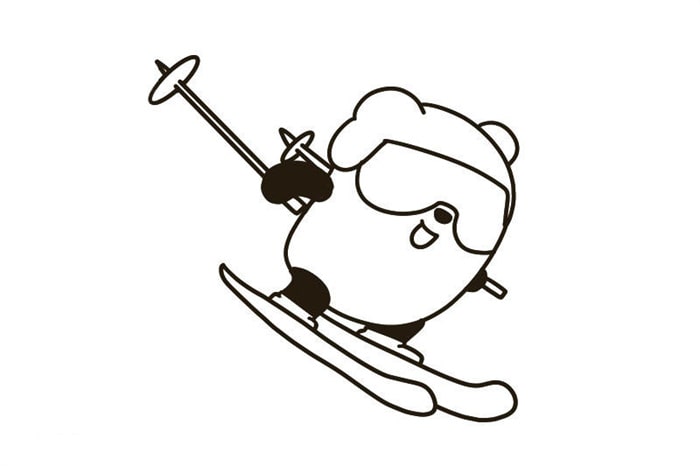 冰墩墩高山滑雪簡筆畫教程圖片