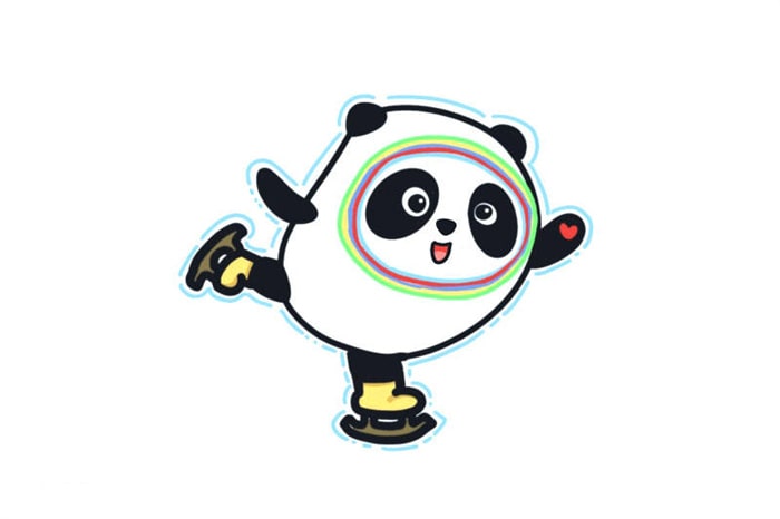 冰墩墩冬奧會(huì)花樣滑冰簡(jiǎn)筆畫教程圖片