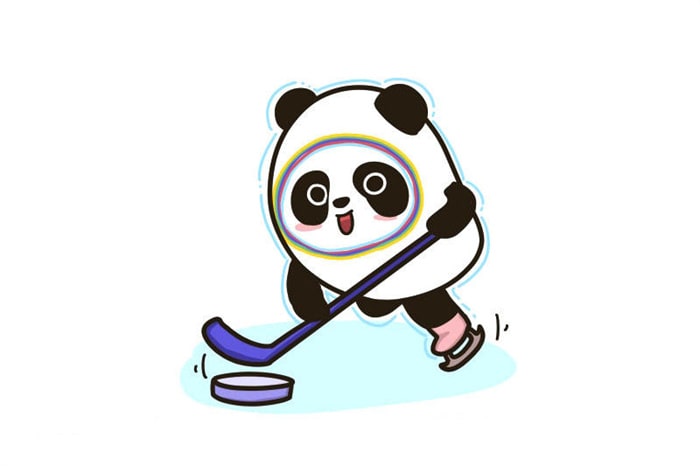 冰墩墩冰球比賽簡筆畫教程圖片