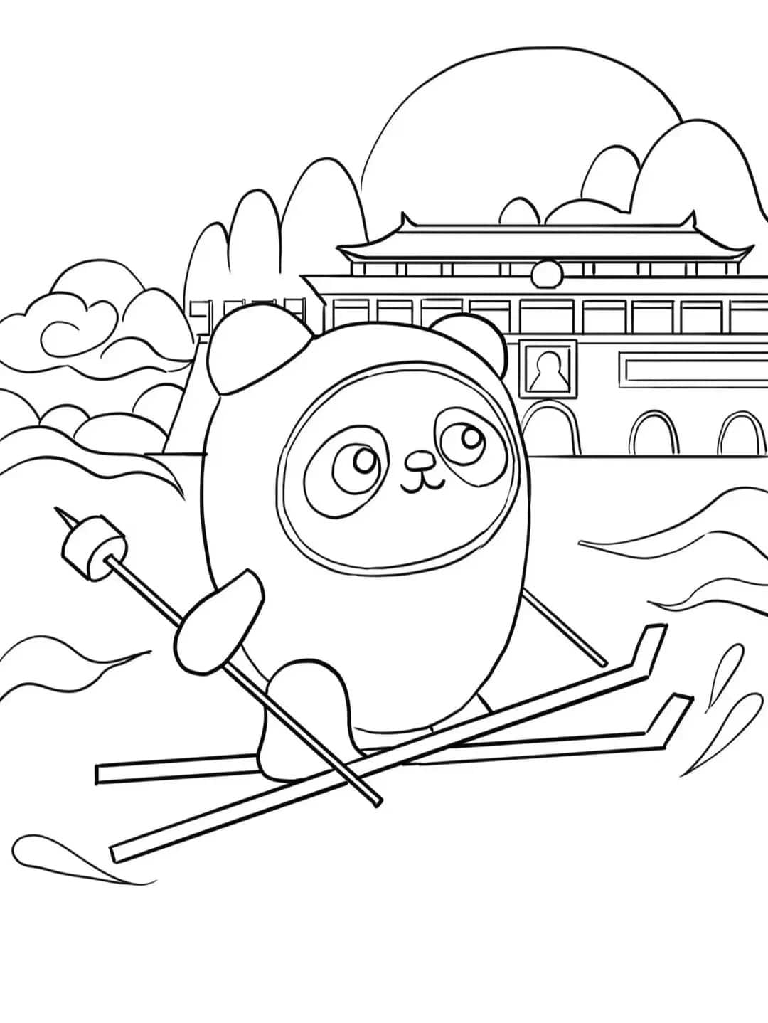 冬奧會(huì)繪畫(huà)簡(jiǎn)筆畫(huà)素材，黑白可直接打印