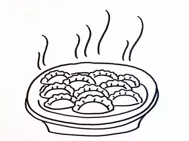一碗熱騰騰的餃子簡筆畫怎么畫
