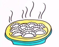 一碗熱騰騰的餃子簡筆畫怎么畫