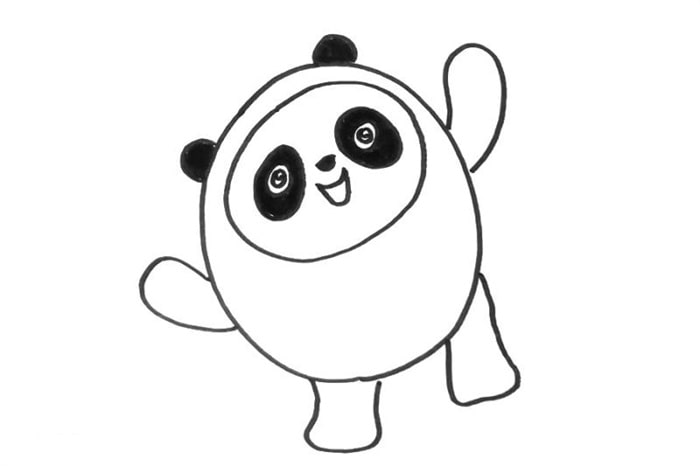 舉著火炬的冰墩墩簡筆畫畫法步驟
