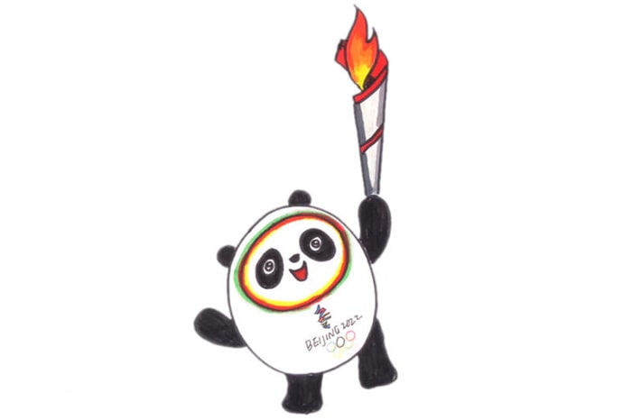 舉著火炬的冰墩墩簡筆畫畫法步驟