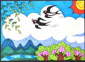 春天的風(fēng)景簡筆畫兒童畫圖片