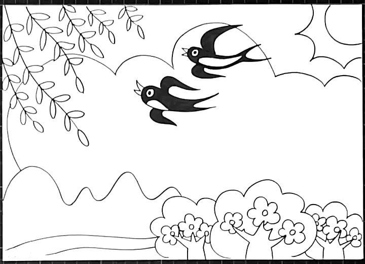 春天的風(fēng)景簡(jiǎn)筆畫兒童畫圖片