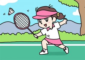 小女孩打羽毛球兒童簡(jiǎn)筆畫(huà)