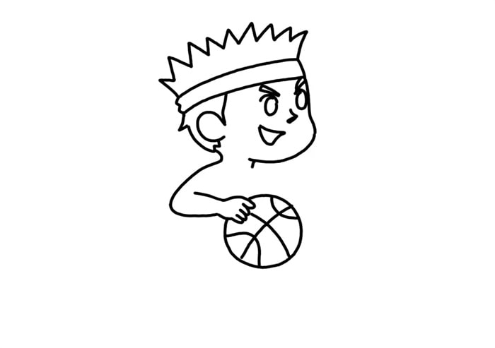小男孩打籃球兒童簡(jiǎn)筆畫