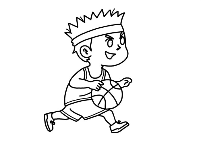 小男孩打籃球兒童簡(jiǎn)筆畫