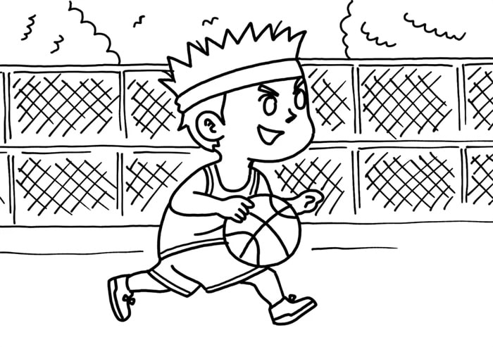 小男孩打籃球兒童簡(jiǎn)筆畫