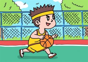 小男孩打籃球兒童簡(jiǎn)筆畫(huà)