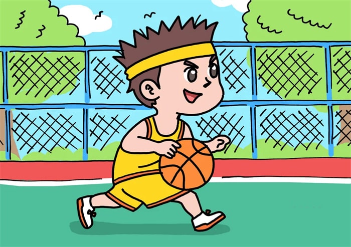 小男孩打籃球兒童簡(jiǎn)筆畫