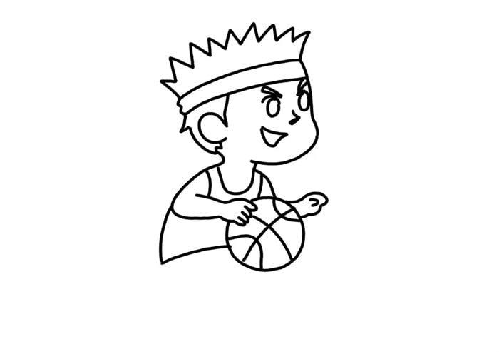 小男孩打籃球兒童簡(jiǎn)筆畫