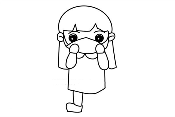 戴口罩的小女孩簡筆畫怎么畫