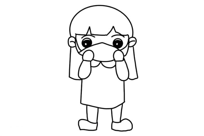 戴口罩的小女孩簡筆畫怎么畫
