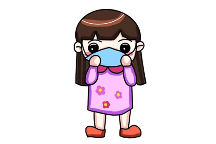 戴口罩的小女孩簡筆畫怎么畫