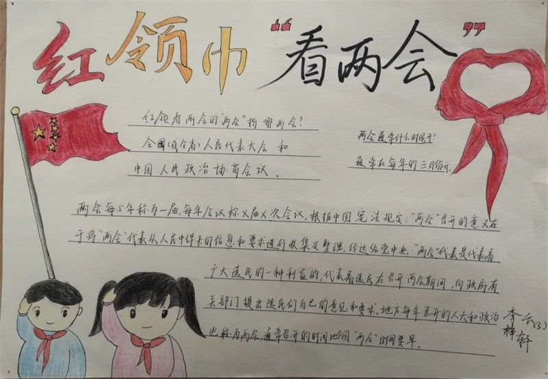 紅領(lǐng)巾看兩會手抄報圖片