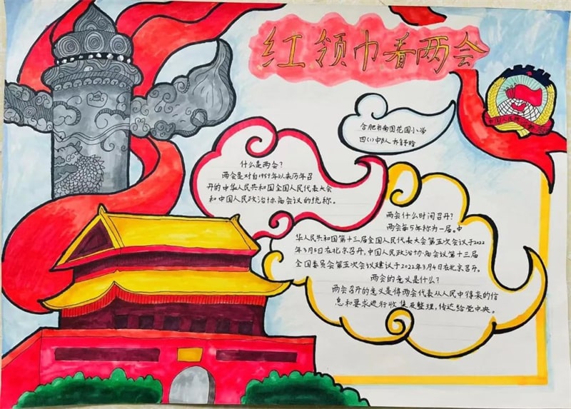 紅領(lǐng)巾看兩會手抄報圖片