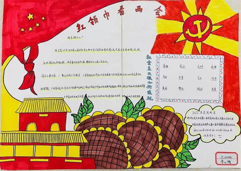 紅領(lǐng)巾看兩會手抄報圖片