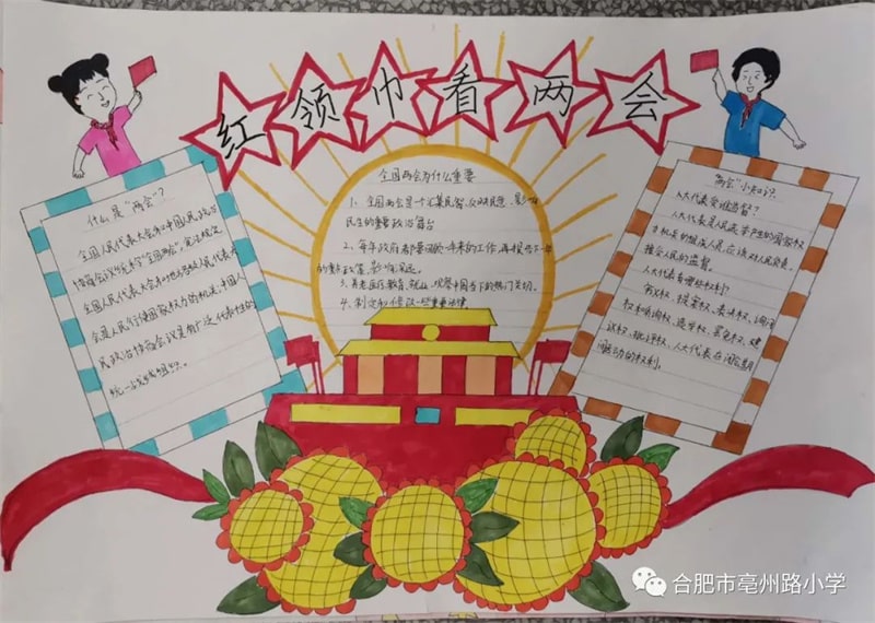 紅領(lǐng)巾看兩會手抄報圖片