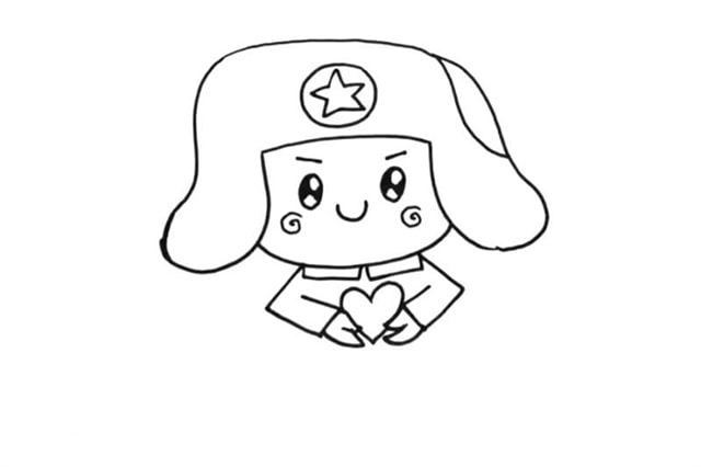 捧著愛心的雷鋒簡筆畫怎么畫