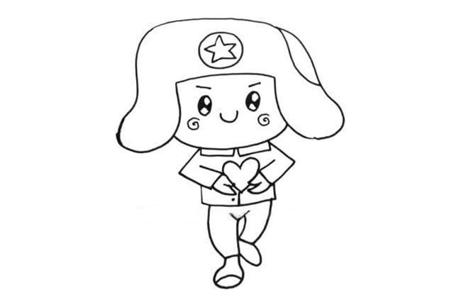 捧著愛心的雷鋒簡筆畫怎么畫