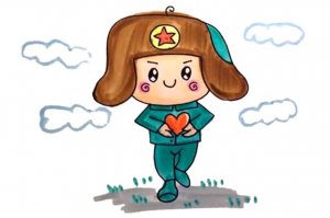 捧著愛(ài)心的雷鋒簡(jiǎn)筆畫(huà)怎么畫(huà)