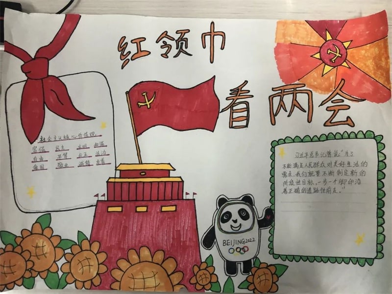 紅領(lǐng)巾看兩會手抄報圖片