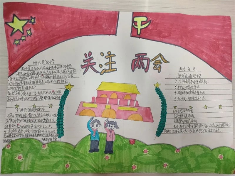 紅領(lǐng)巾看兩會手抄報圖片