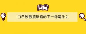 白日放歌須縱酒的下一句是什么