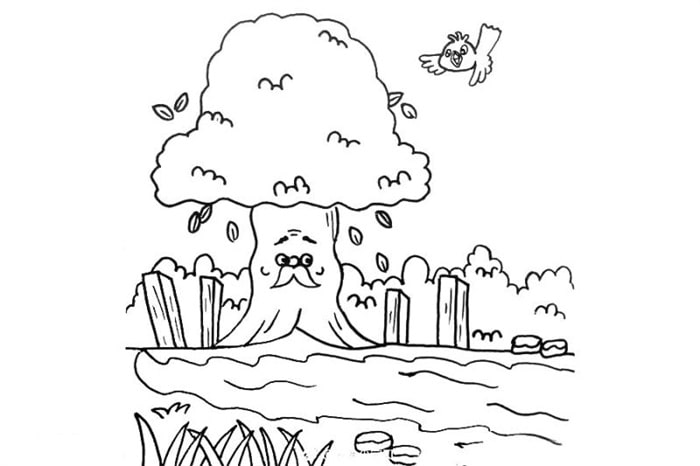 大樹爺爺兒童風(fēng)景簡筆畫圖片
