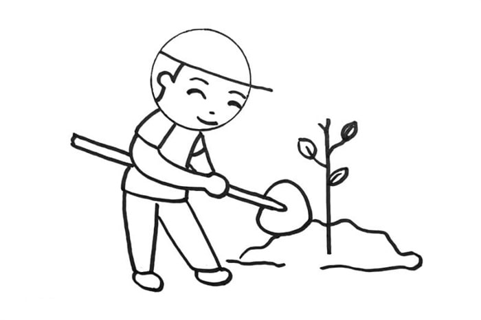 植樹節(jié)人物小男孩簡(jiǎn)筆畫畫法