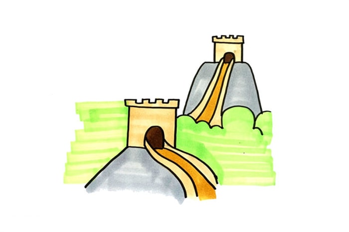 長城風(fēng)景簡筆畫圖片怎么畫