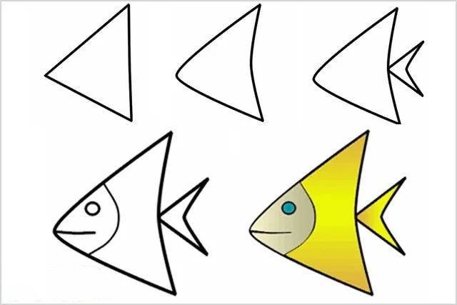 6種創(chuàng)意幾何圖形畫(huà)魚(yú)