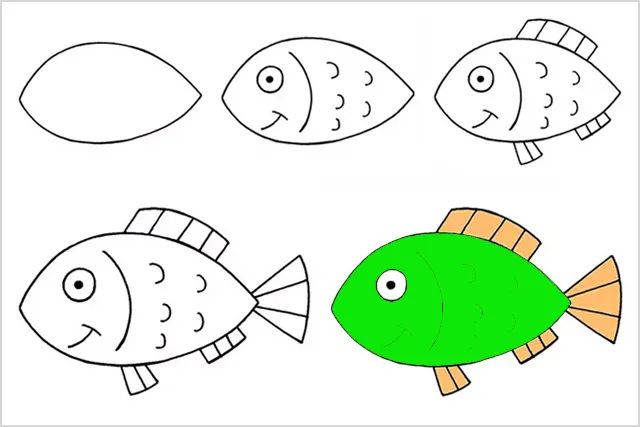 6種創(chuàng)意幾何圖形畫(huà)魚(yú)