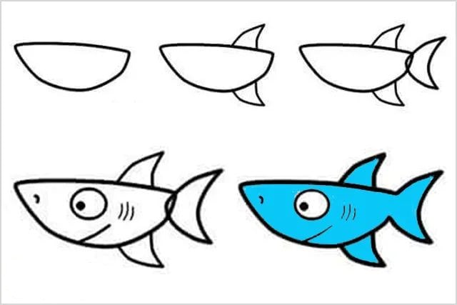 6種創(chuàng)意幾何圖形畫(huà)魚(yú)