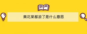 黃花菜都涼了是什么意思