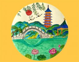 煙花三月下?lián)P州兒童風景畫圖片步驟