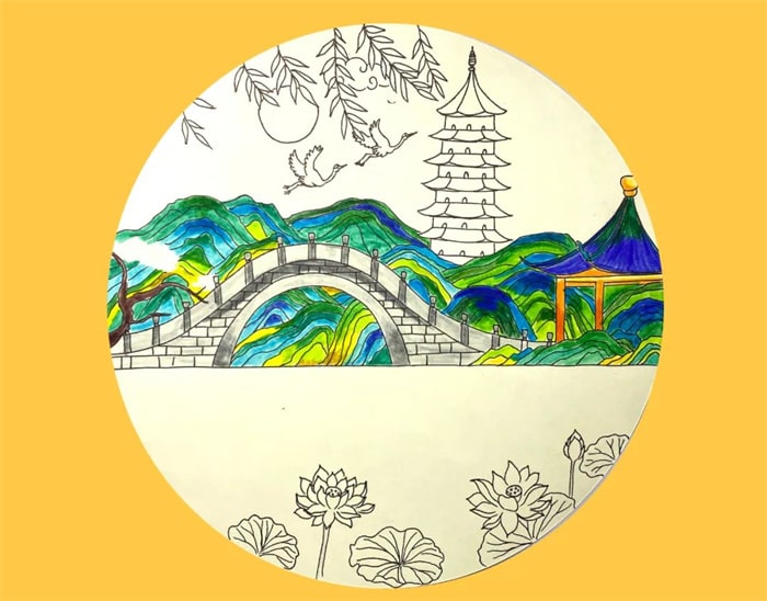 煙花三月下?lián)P州兒童風(fēng)景畫圖片步驟