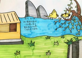 絕句兩個黃鸝鳴翠柳古詩配畫