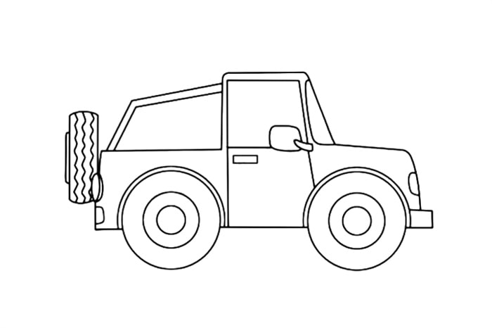一步一步學(xué)畫吉普車簡筆畫