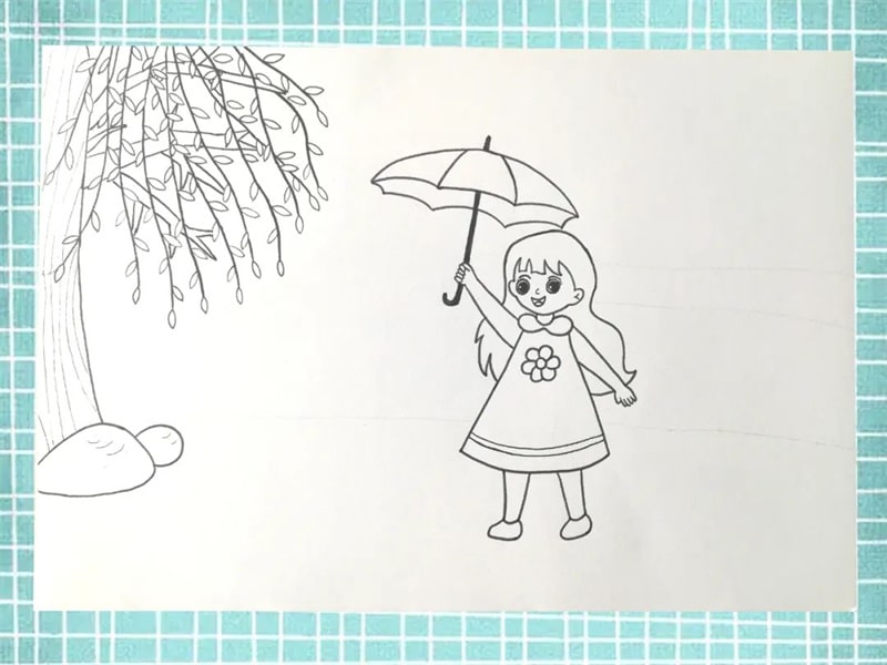 清明節(jié)的兒童畫(huà)圖片《清明時(shí)節(jié)雨紛紛》