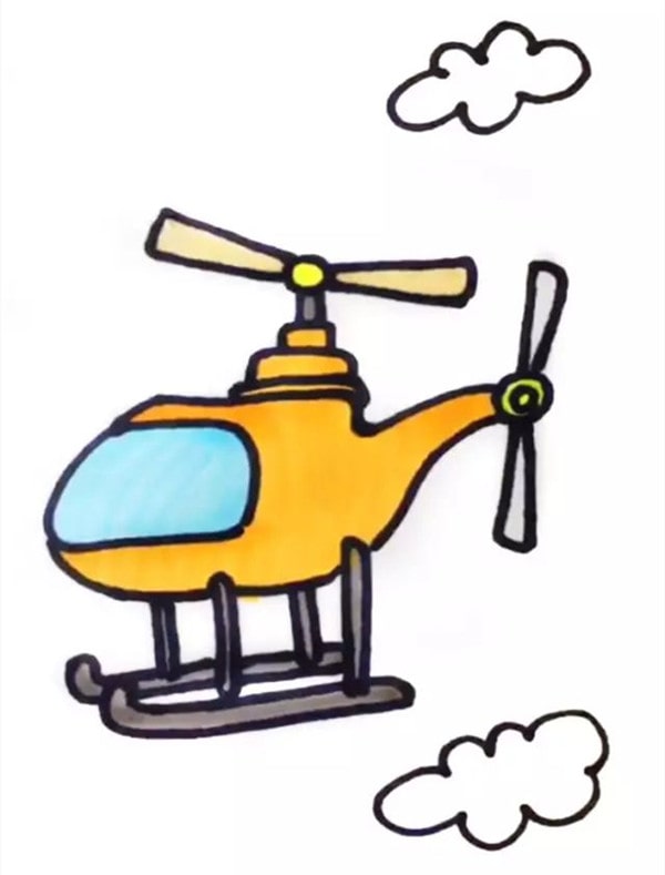 直升飛機(jī)簡筆畫怎么畫彩色圖片