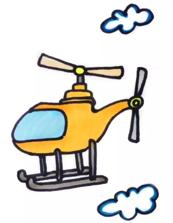 直升飛機(jī)簡筆畫怎么畫彩色圖片