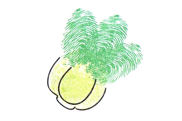 簡單大白菜手指畫畫法步驟