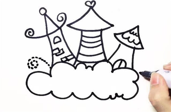 夢(mèng)幻城堡簡(jiǎn)筆畫怎么畫圖片