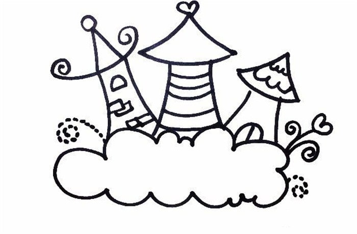 夢(mèng)幻城堡簡(jiǎn)筆畫怎么畫圖片